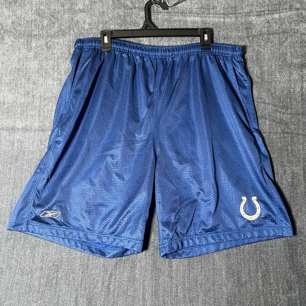 Vintage Reebok NFL Indianapolis Colts Mesh Shorts Mens 2XL XXL Blue Y2K Gym